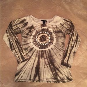 Tie Dye Embellished Long Sleeve Shirt